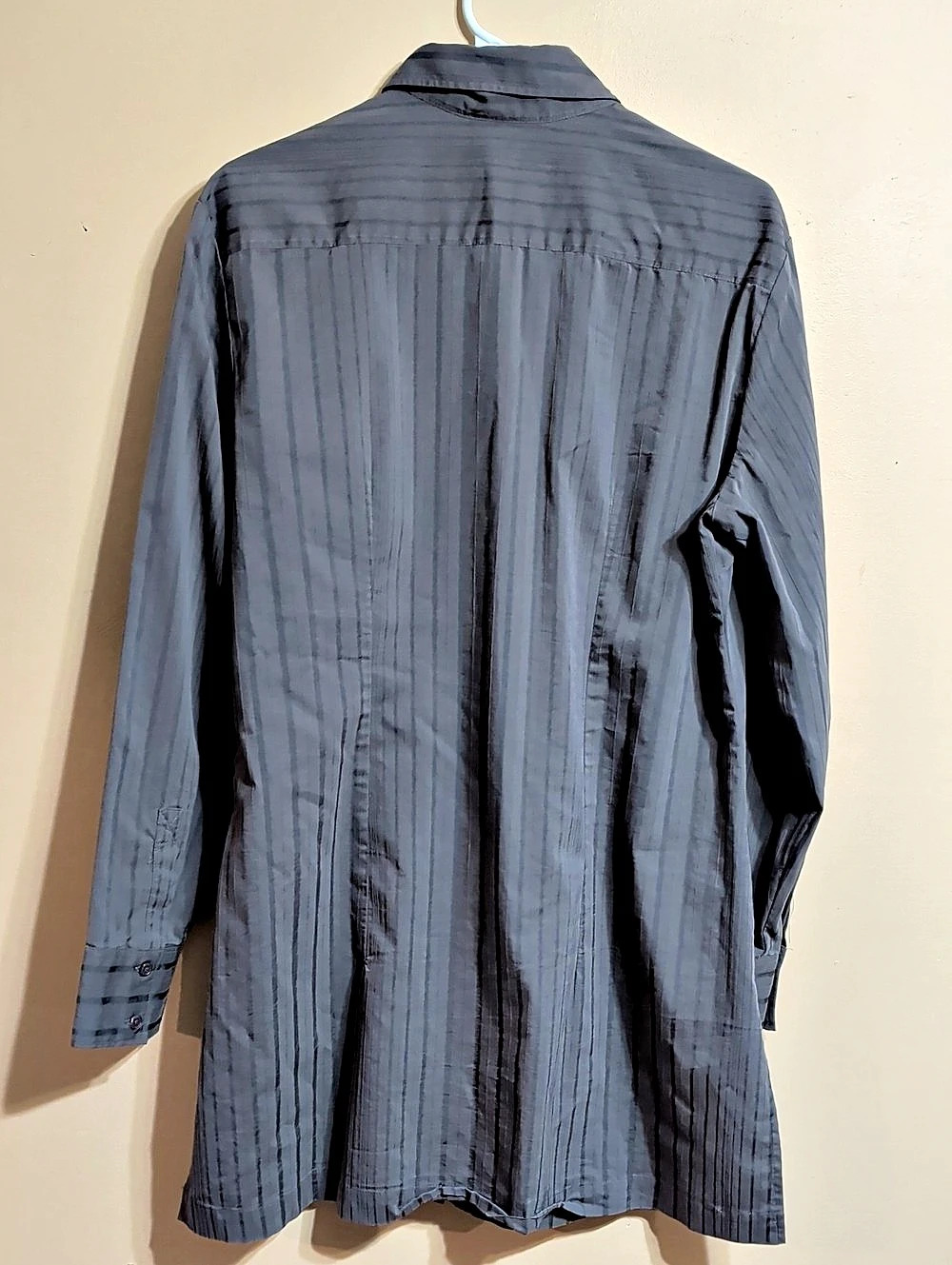 New York & Company Grey Striped Button-Down Shirt Dress XL - Picture 3 of 6